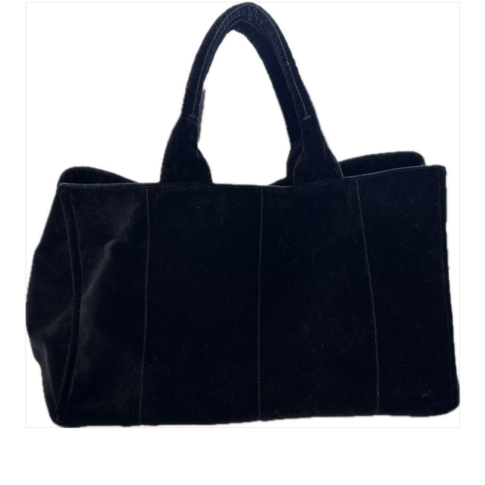 Prada Vintage large black velvet Canapa Tote